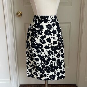 Ann Taylor Loft Black and White Floral Skirt
